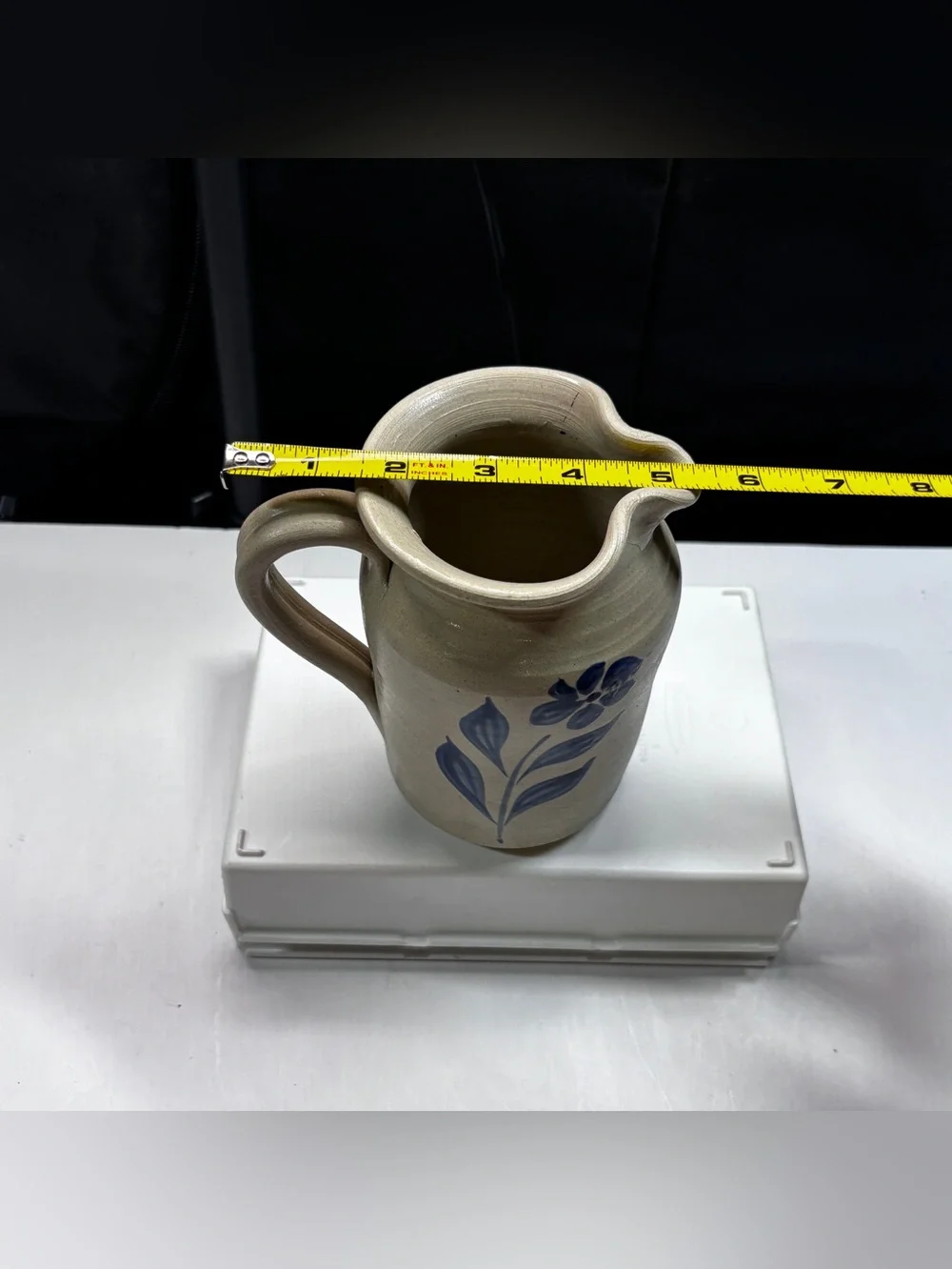 WILLIAMSBURG POTTERY SALT GLAZE 6” PITCHER BLUE COBALT Vtg - Picture 11 of 11